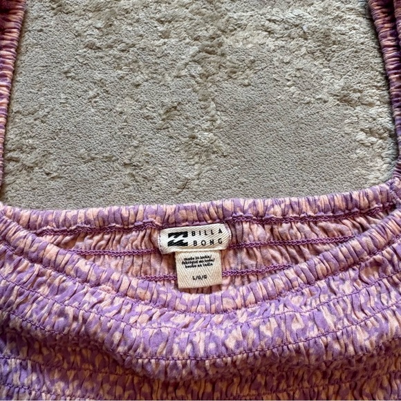 Billabong Always Sweet Smocked Animal Print Babydoll Crop Top Size Large - Picture 6 of 11